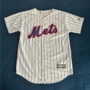 Majestic Kids White and Blue Mets Jersey 10-12